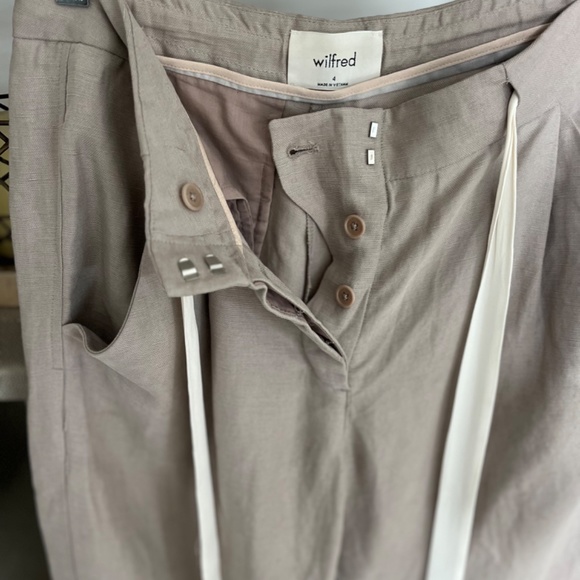 Wilfred Allant Pant Linen Crepe Ankle Crop Waist Tie Trousers - Picture 2 of 2